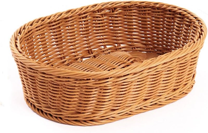 AMBOJIE Wicker Bread Basket,Handwoven Storage Basket for Fruit Basket Vegetables Cosmetics in Home Restaurant & Bakery (Oval 2Pack) - Image 1